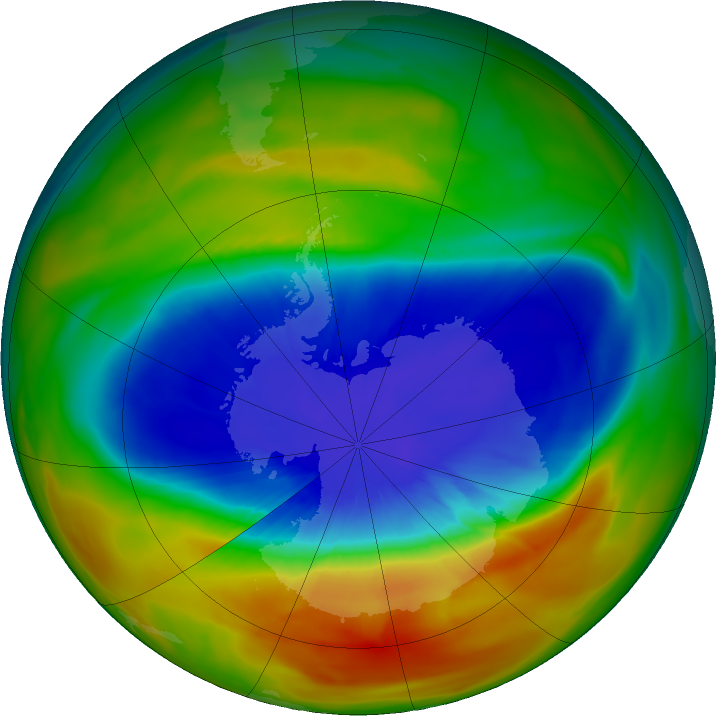 Antarctic ozone map for 21 September 2017